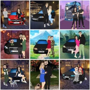 Tablou Cartoon Cuplu