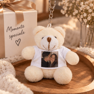 Breloc Ursulet Personalizat cu Poza Text