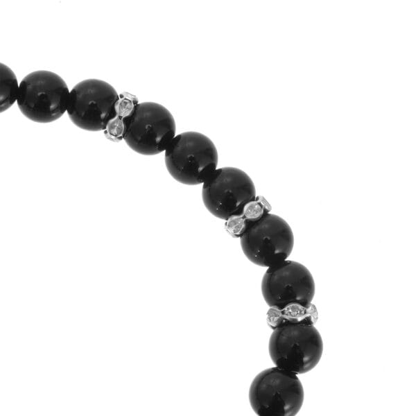 Bratara cu margele negre si cruciulita Personalizata cu Poza