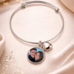 Bratara metalica cu pandantiv Rotund Personalizata cu Poza