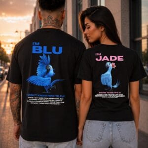 Set 2 tricouri cuplu Blu & Jade Rio