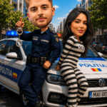 Tablou Caricatura Polițist Cuplu