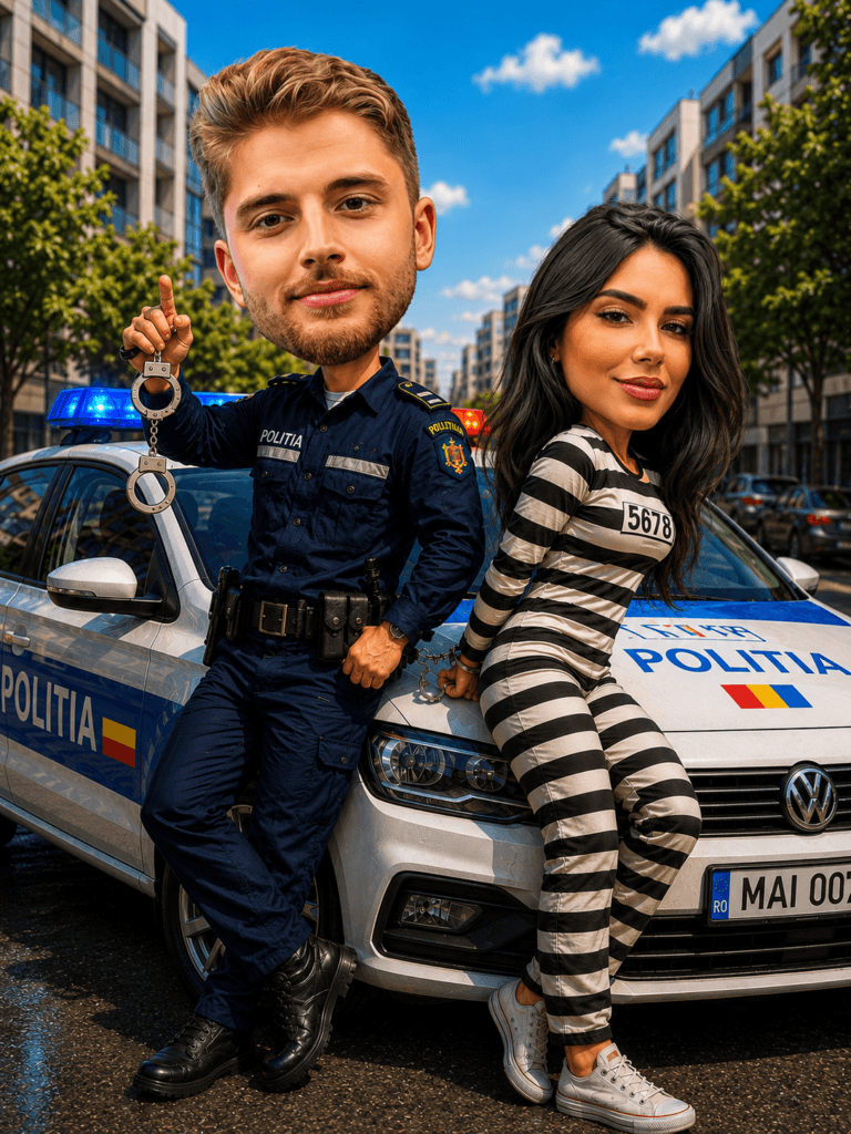 Tablou Caricatura Polițist Cuplu