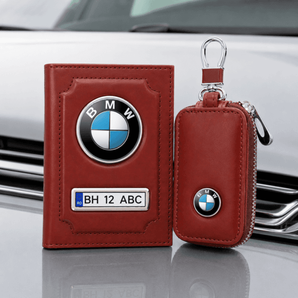 Set Auto Maro Personalizat, Portofel + Husă Cheie