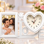 Rama foto personalizata LOVE cu ceas în forma de inima