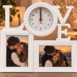 Rama Foto LOVE Personalizata cu Ceas si 2 Poze