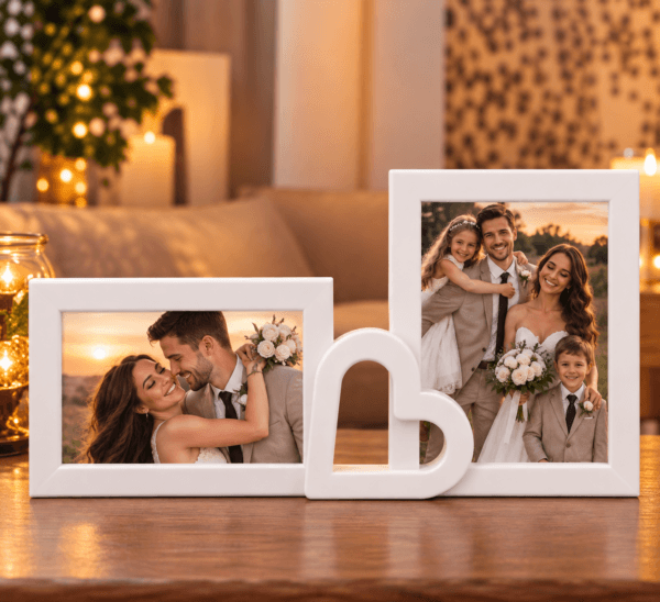 Rama Foto Personalizata Inima cu 2 Poze