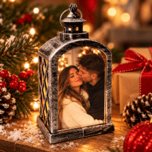 Felinar Argintiu LED Personalizat cu Fotografie