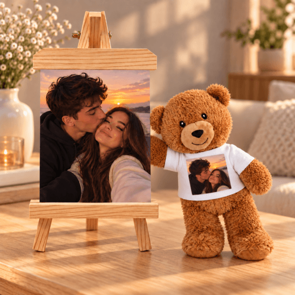Teddy Pictor Set Cadou Personalizat cu Ursuleț și Șevalet Foto