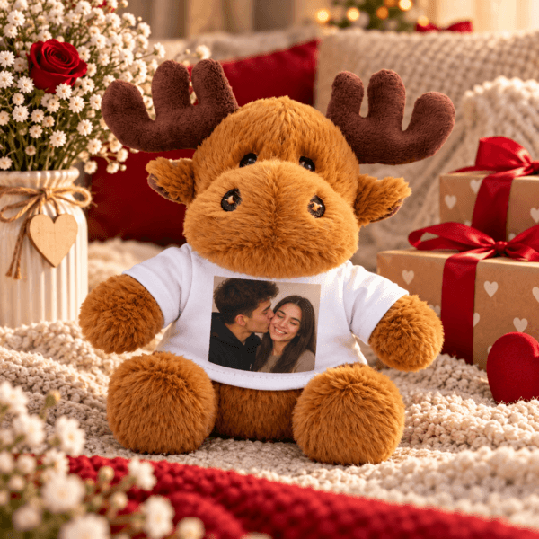 Renul Rudolf Personalizat cu Poza + Cutie Cadou de Craciun