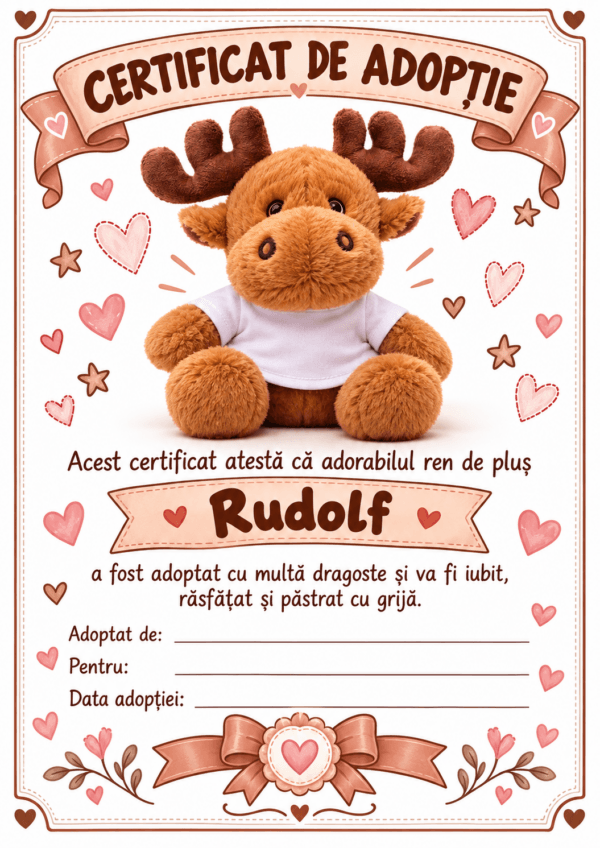 Renul Rudolf Personalizat cu Poza + Cutie Cadou de Craciun
