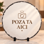 Placa Ardezie Rotunda Personalizata cu Poza 20 cm