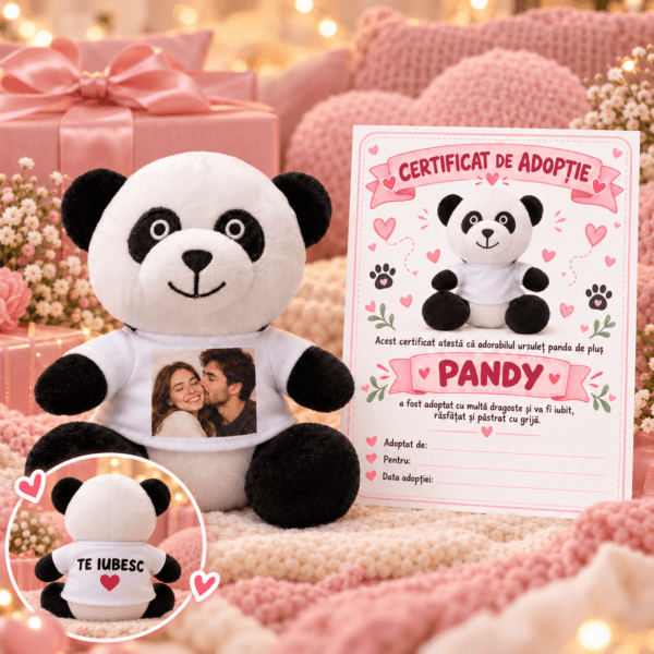 Ursuletul Panda Pandy Personalizat cu Poza
