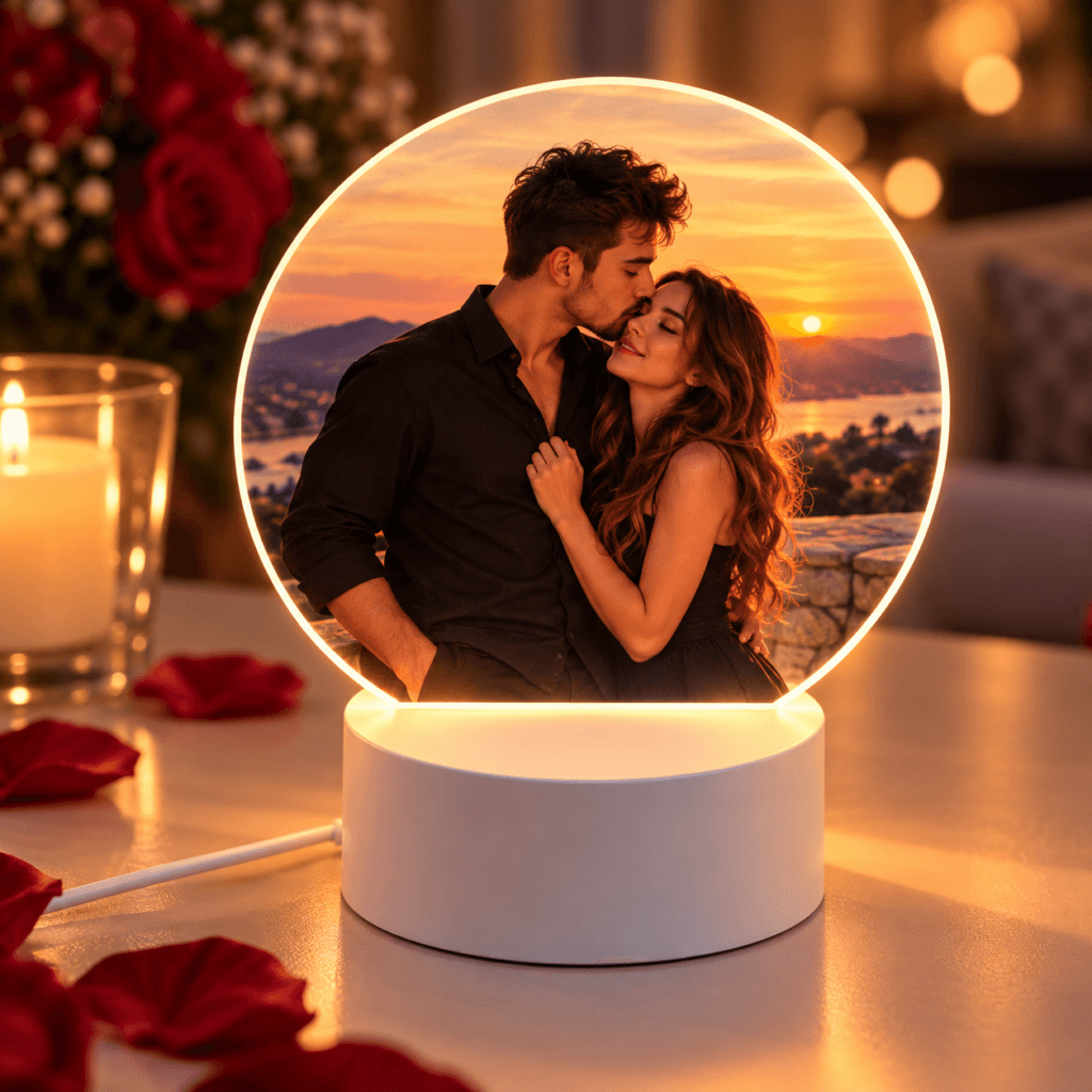 Lampa LED Personalizata cu Poza – Rotund
