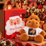 Renul Rudolf Personalizat cu Poza + Cutie Cadou de Craciun